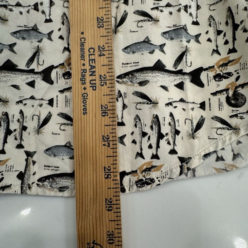 Columbia Fishing Shirt Mens M Fish Print Short Sleeve Coastal Vacation - Picture 6 of 6